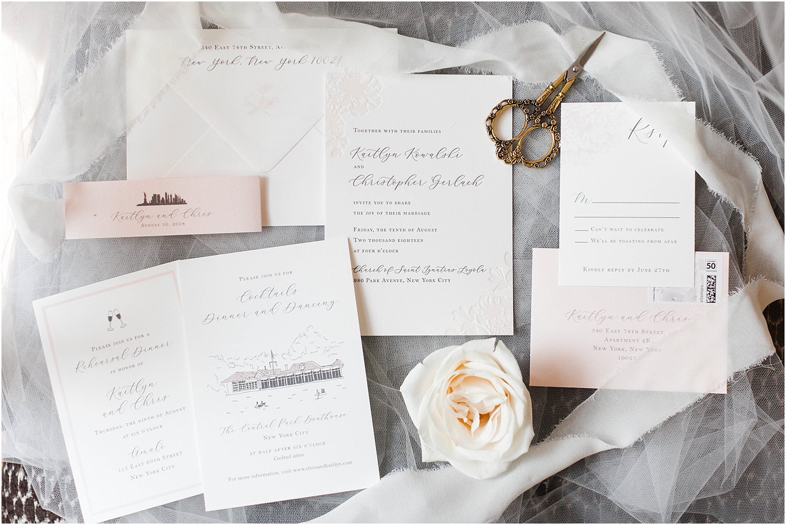 romantic and timeless wedding invitation suite