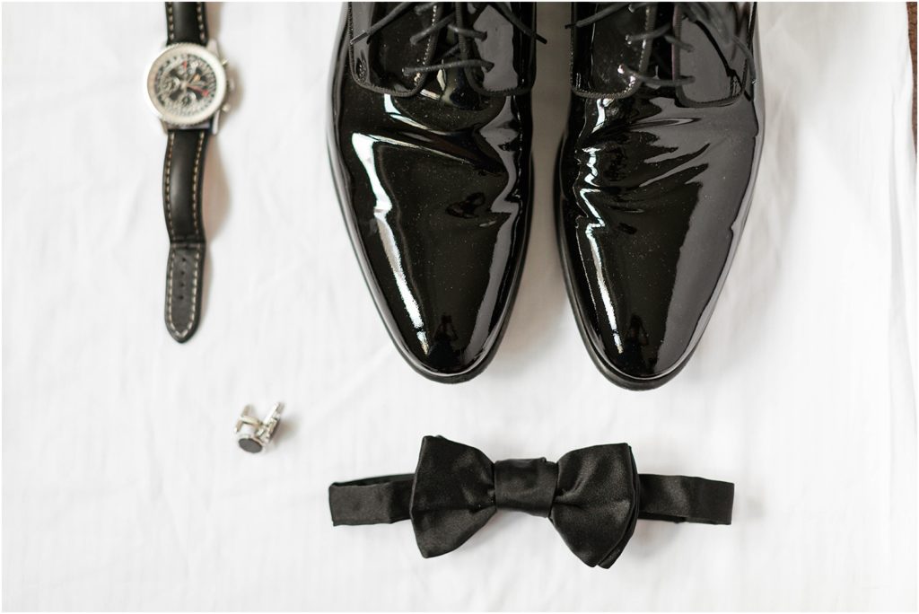 black tie wedding groom details