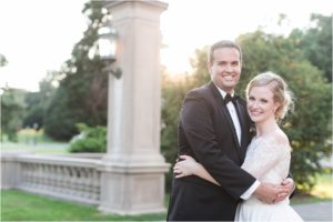 romantic bride and groom portraits on wedding day at Florham Estate at Fairleigh Dickinson University