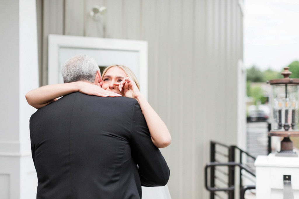 emotional first look with father of the bride 