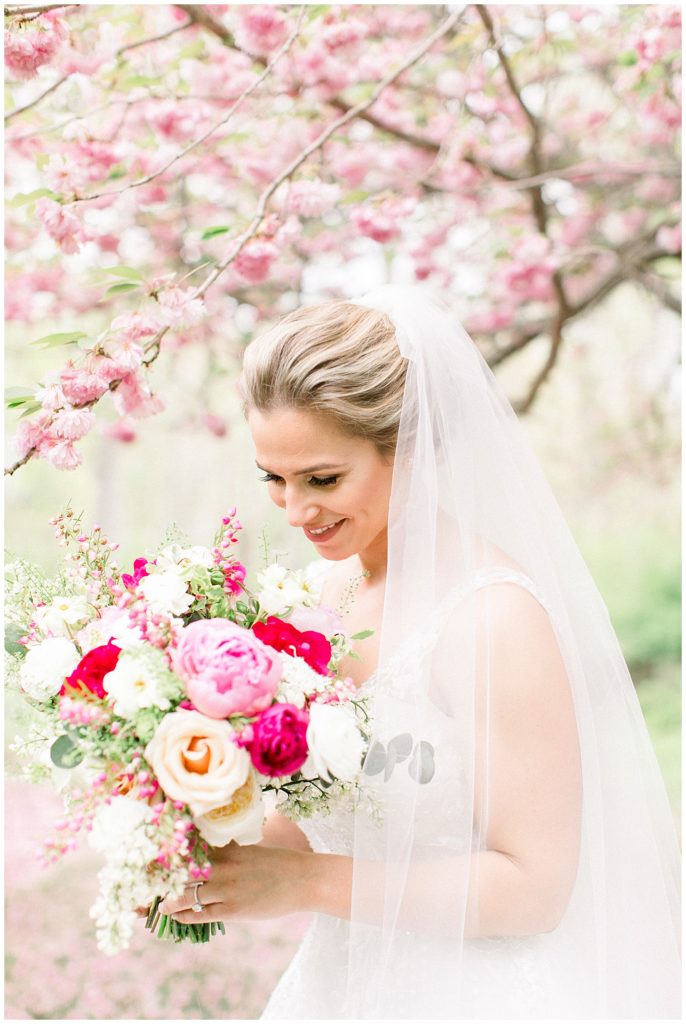 all shades of pink wedding florals 