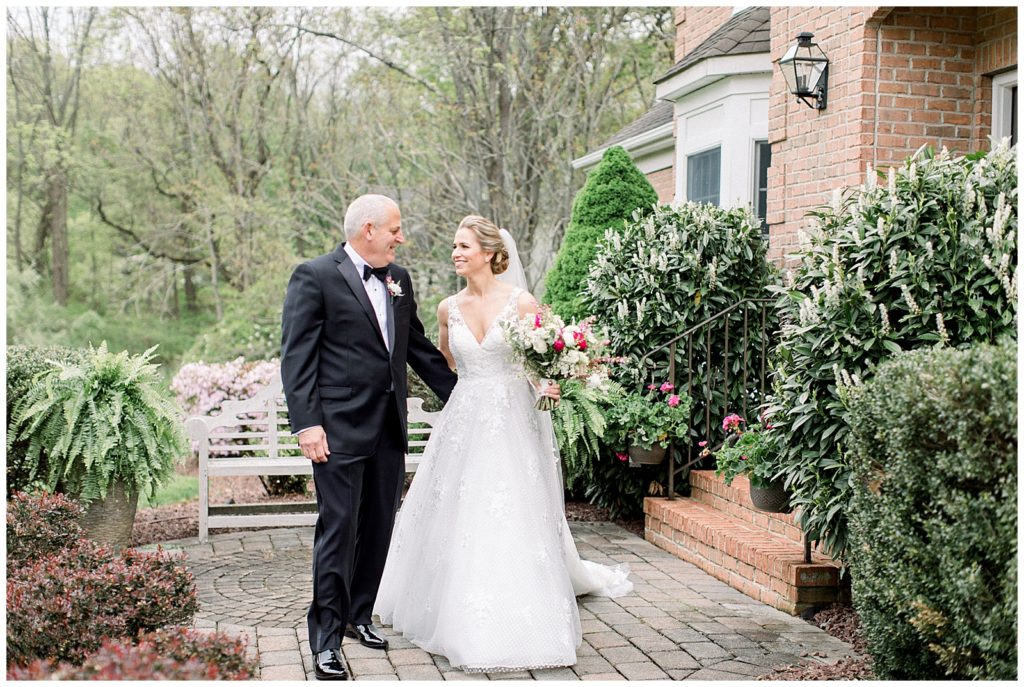 daddy daughter first look on wedding day at new jersey wedding at eagle oak country club