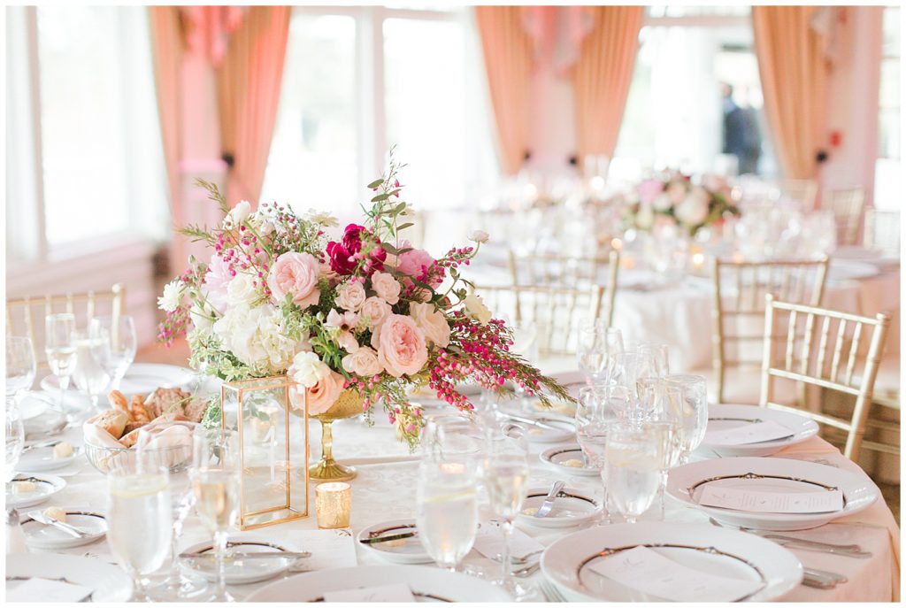 blush and gold wedding reception table details