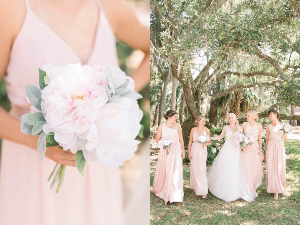 Bridesmaids in Pink bridesmaids dresses in Fripp Island