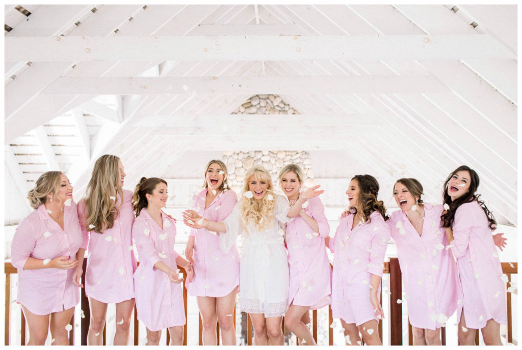 bridesmaids and bride getting ready at bonnet island estate.
