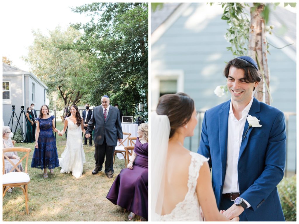 Bride and groom get married at their home in New Jersey