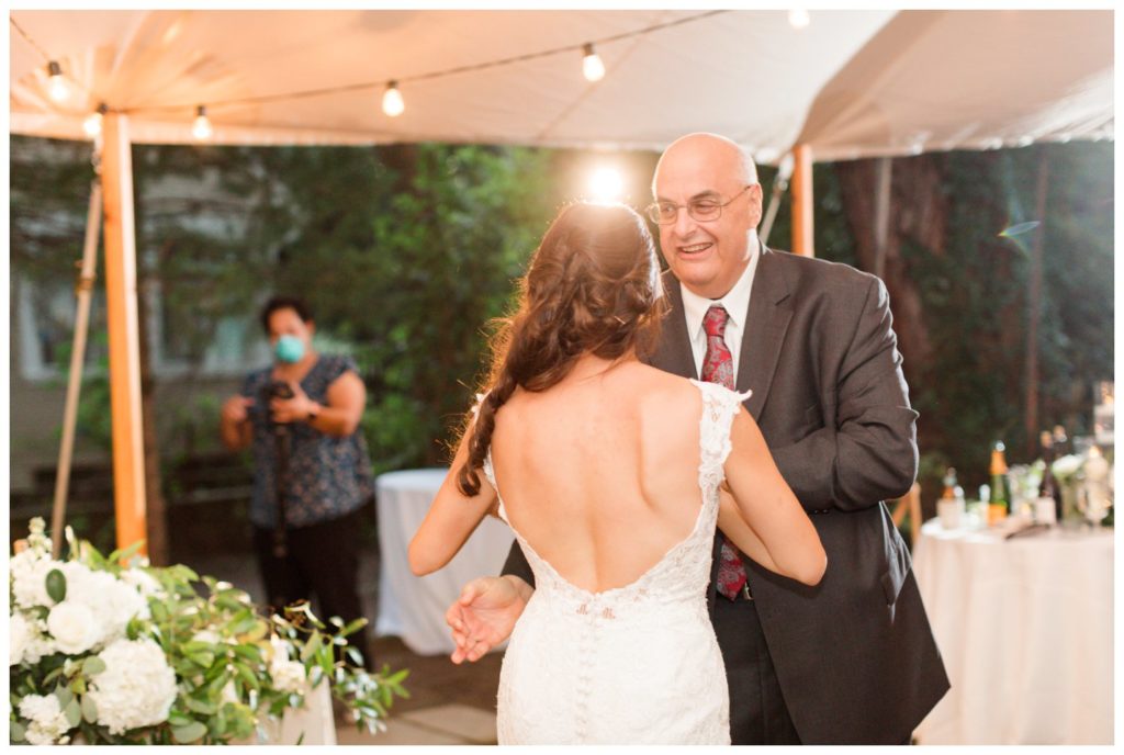 Father / daughter dance at backyard wedding ceremony