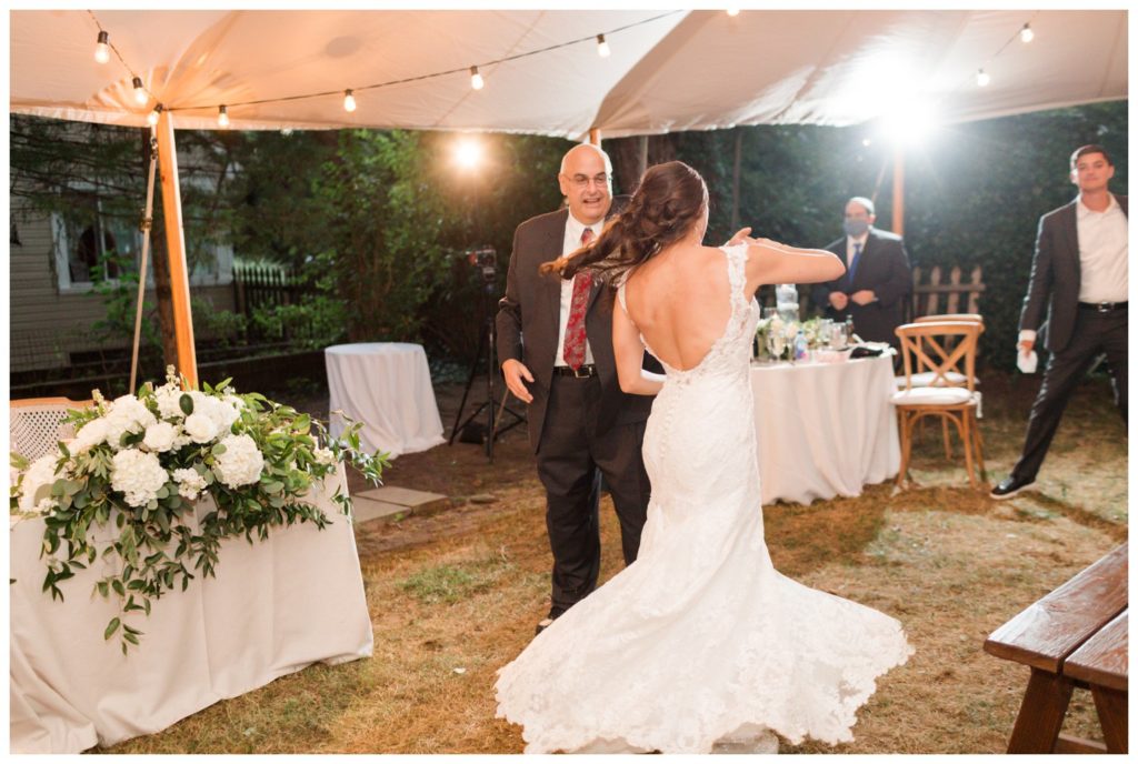 Father / daughter dance at backyard wedding ceremony
